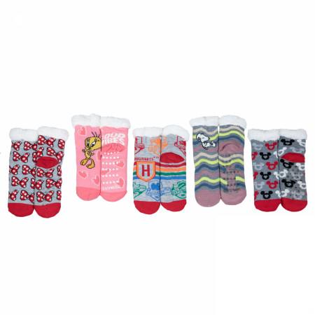 Assorted Fandom Women's 5-Pair Pack of Slipper Socks